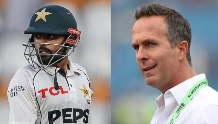 Former England skipper Michael Vaughan (right) and Babar Azam. —Reuters/ AFP/ File