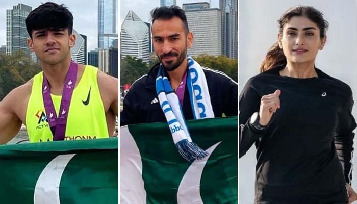 A collage showing Pakistani runners who participated in Chicago Marathon 2024. — Reporter