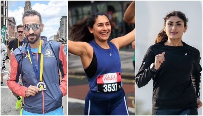 A collage showing Pakistani runners who participated in Chicago Marathon 2024. — Reporter