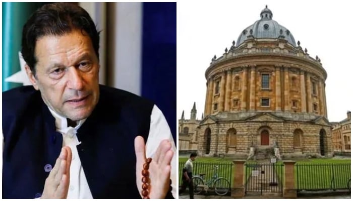 PTI founder and former premier Imran Khan (left) while another photo shows general view of one of Oxford Universitys buildings. — Reuters