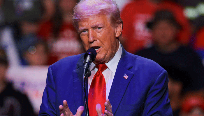 Republican presidential nominee and former U.S. President Donald Trump holds a campaign rally in Indiana, Pennsylvania, US, September 23, 2024. REUTERS.