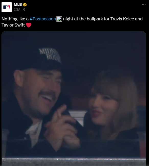 Taylor Swift, Travis Kelce turn heads at the MLB American League Championship