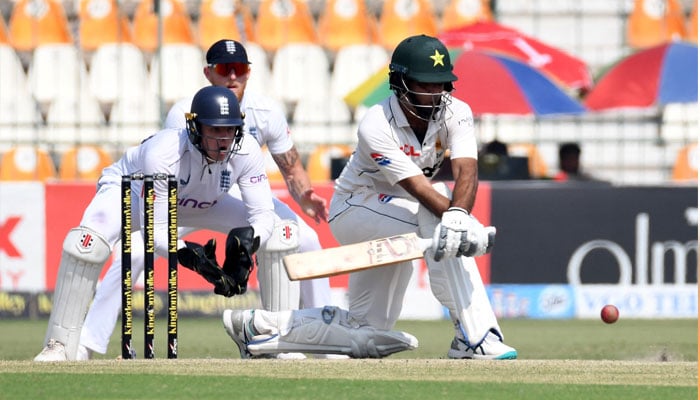 Pakistans Noman Ali in action during second Test against England at Multan Cricket Stadium, Multan on October 16, 2024. — Reuters