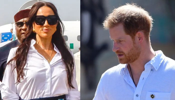 Prince Harry walking away from Meghan Markle to her commercial ventures