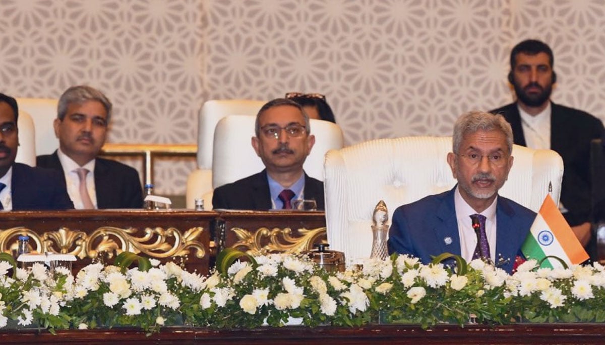 Indian FM Subrahmanyam Jaishankar speaks at the SCO summit being held at the Jinnah Convention Centre in Islamabad on October 16, 2024. — @DrSJaishankar