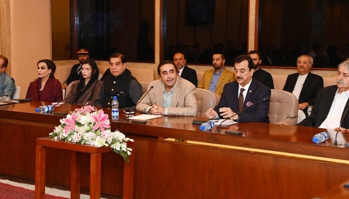 PPP Chairman Bilawal Bhutto-Zardari presiding a parliamentary meeting of his party in Islamabad on October 18, 2024. —X/@MediaCellPPP