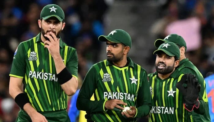 Pakistans pacer Shaheen Shah Afridi (left), skipper Babar Azam (centre) and wicketkeeper-batter Mohammad Rizwan. — AFP/File