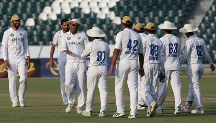 Karachi Whites during the final of the Quaid-e-Azam Trophy 2023-24. — PCB/File