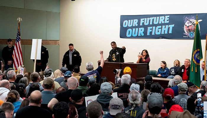 Boeing workers from the International Association of Machinists and Aerospace Workers District 751 attend a rally at their union hall during an ongoing strike in Seattle, Washington, US on October 15, 2024. — Reuters