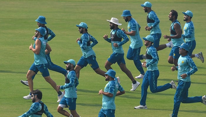 Pakistan cricket team during practice session at Rawalpindi Cricket Stadium on October 21, 2024. — PCB