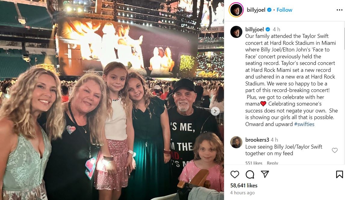 Billy Joel takes daughters to record-breaking Taylor Swift concert