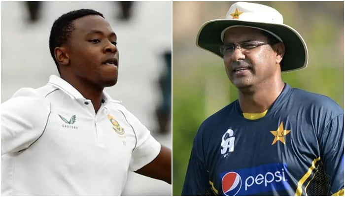 South Africas Kagiso Rabada (left) and Pakistans former pacer Waqar Younis. — AFP/File