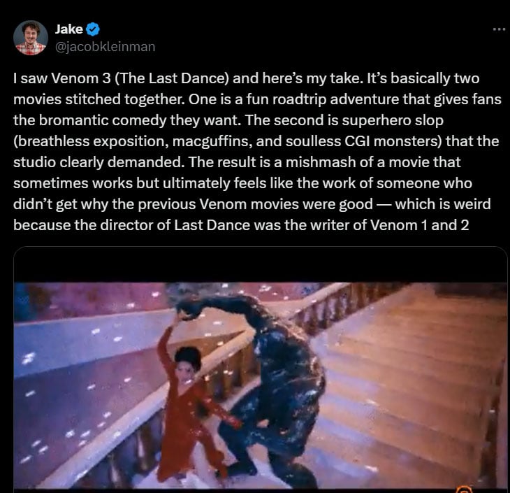 Critics divided over Venom: The Last Dance