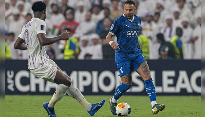 Hilals Neymar in action  during the Asian Champions League against  Al Ain at the Hazza bin Zayed Stadium, Al Ain, UAE on October 21, 2024. — Reuters