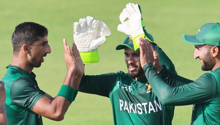 Pakistan Shaheens celebrating a wicket against UAE at the ACC Emerging Team T20 Asia Cup on October 23, 2024. — Facebook/Pakistan Cricket Team