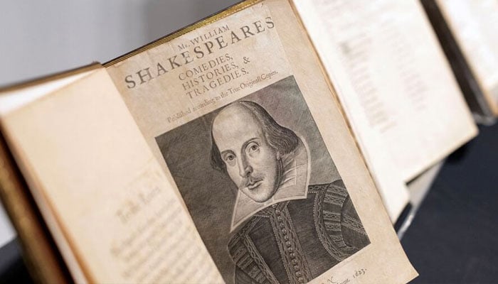 William Shakespeares First Folio on display at Christies in London on April 24, 2023. — Reuters