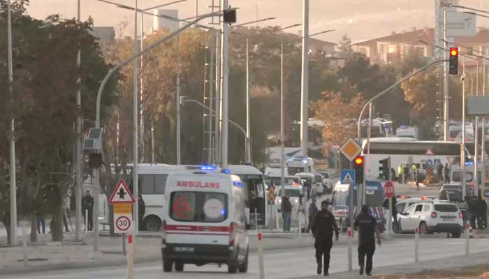 A view of the scene after the explosion at TUSAS headquarters in Kahramankazan, Ankara on October 23, 2024. – Screengrab via Reuters