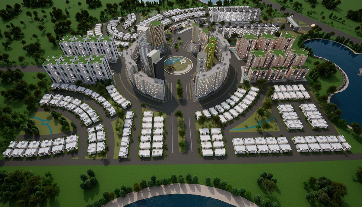 Chahar Bagh, a luxury housing development project under construction in the new city along the Ravi River. — RUDA website.