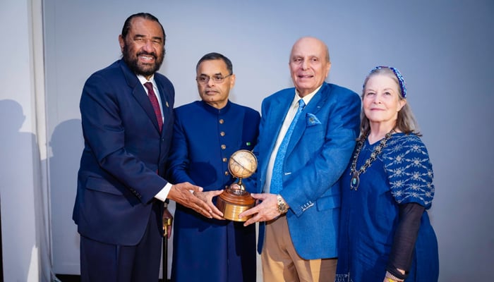 Saeed Sheikh, President of the Houston-Karachi Sister City Association (second from left) stands with officials. — Supplied