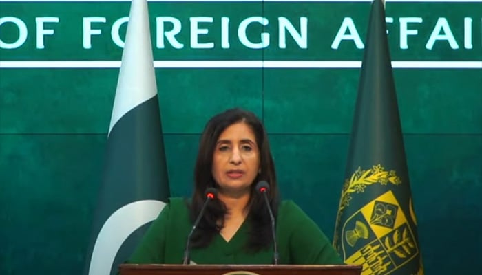 Foreign Office Spokesperson Mumtaz Zahra Baloch addresses the weekly briefing at Ministry of Foreign Affairs on October 24, 2024. — YouTube/@ForeignOfficePk