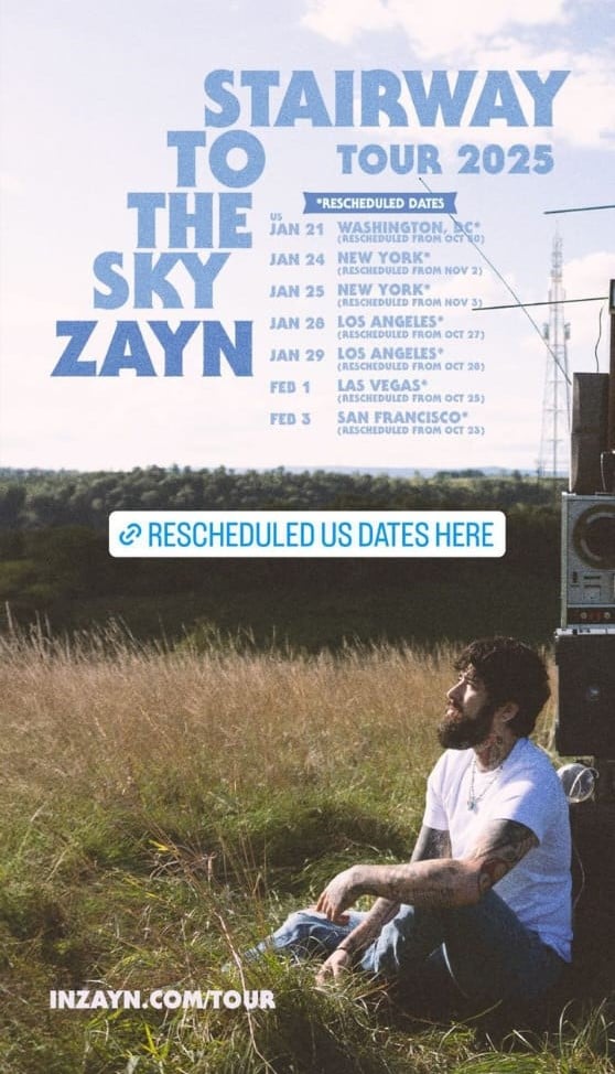 Zayn Malik reschedules postponed Stairway to the Sky tour dates