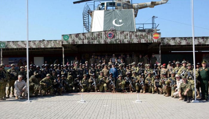 Armed forces of Pakistan and Russia  at National Counter Terrorism Centre (NCTC), Pabbi pictured at the closing ceremony of joint exercises in counter terrorism on October 25, 2024. — ISPR