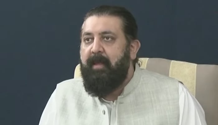 PTIs Sheikh Waqas Akram during a press conference in Islamabad, on September 30, 2024. — Screengrab/Geo News