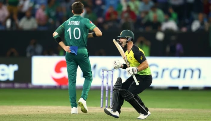 Australia’s Matthew Wade celebrates after hitting a boundary off Shaheen Shah Afridi’s ball in T20 World Cup 2021 semi-final in Dubai. —ICC/ File