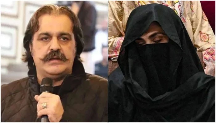 A combo showing Khyber Pakhtunkhwa Chief Minister Ali Amin Gandapur (left) Bushra Bibi, the wife of PTI founder Imran Khan. — Facebook@AliAminKhanGandapur/AFP/File