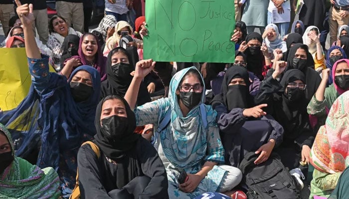 Students protest in Lahore after reports of alleged rape on college campus spread online. — AFP/File