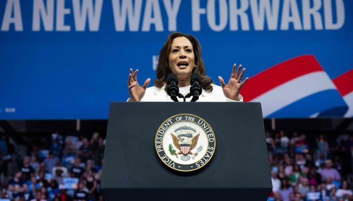 Vice President Kamala Harris speaking in a rally.—AFP/File