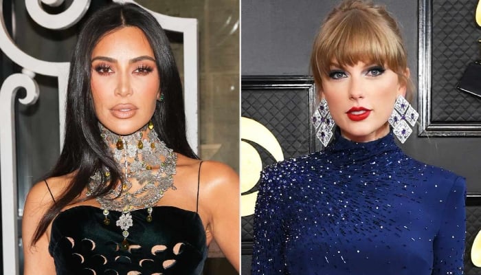 Photo: Kim Kardashian laughing at Taylor Swifts imminent embarrassment: Report