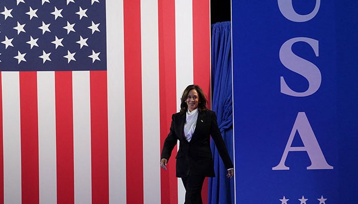 Democratic presidential nominee and US Vice President Kamala Harris attends a rally to deliver a speech on the National Mall one week before the November 5 US presidential election, in Washington, US, October 29, 2024. — Reuters