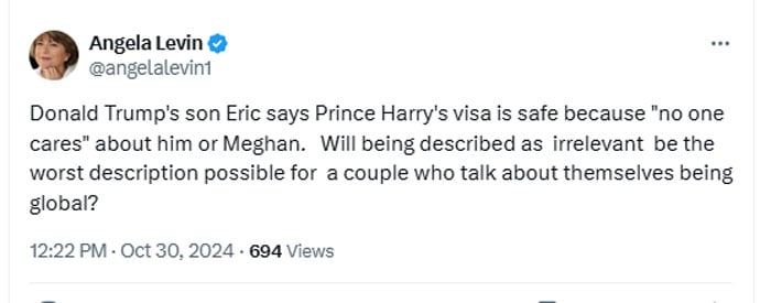 Meghan Markle, Prince Harrys major critic reacts after Eric Trump remarks about duke