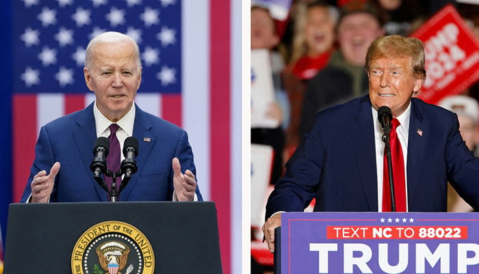 A group of photos showing US President Joe Biden (left) and former President Donald Trump (right). – Reuters