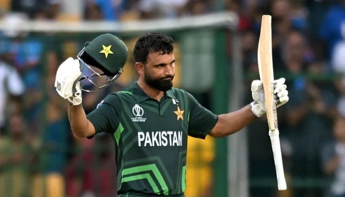 Pakistans Fakhar Zaman celebrates after reaching his century. — Reuters/File