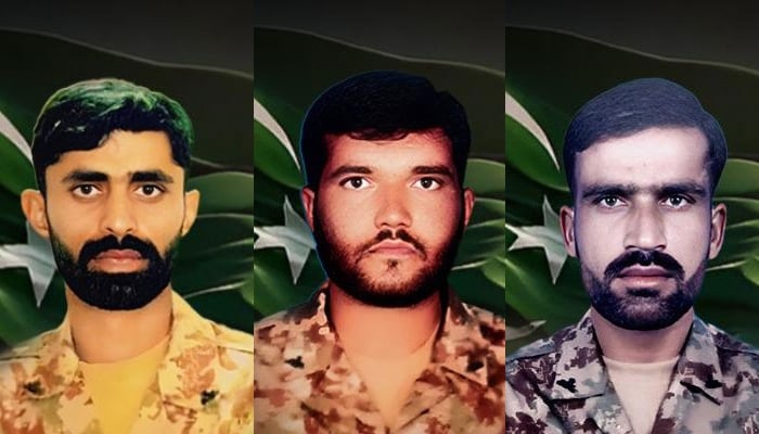 (From left to right) Major Atif Khalil, Naik Azad Ullah and Lance Naik Ghazanfar Abbas. — ISPR/File