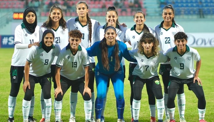 Pakistan women footballers in a group photo. —PFF/ File