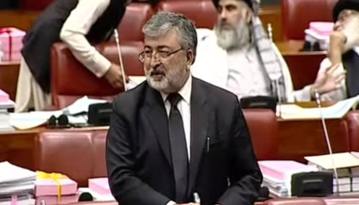 JUI-F Senator Kamran Murtaza speaking at Senate. — Screengrab via Facebook@juipakofficial