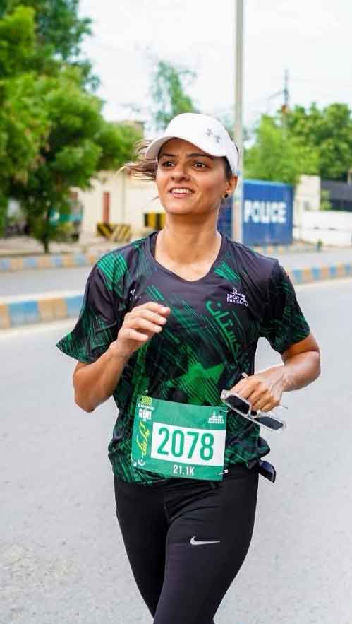 Pakistani runner Kaukab Sarwar pictured during a marathon. — Reporter