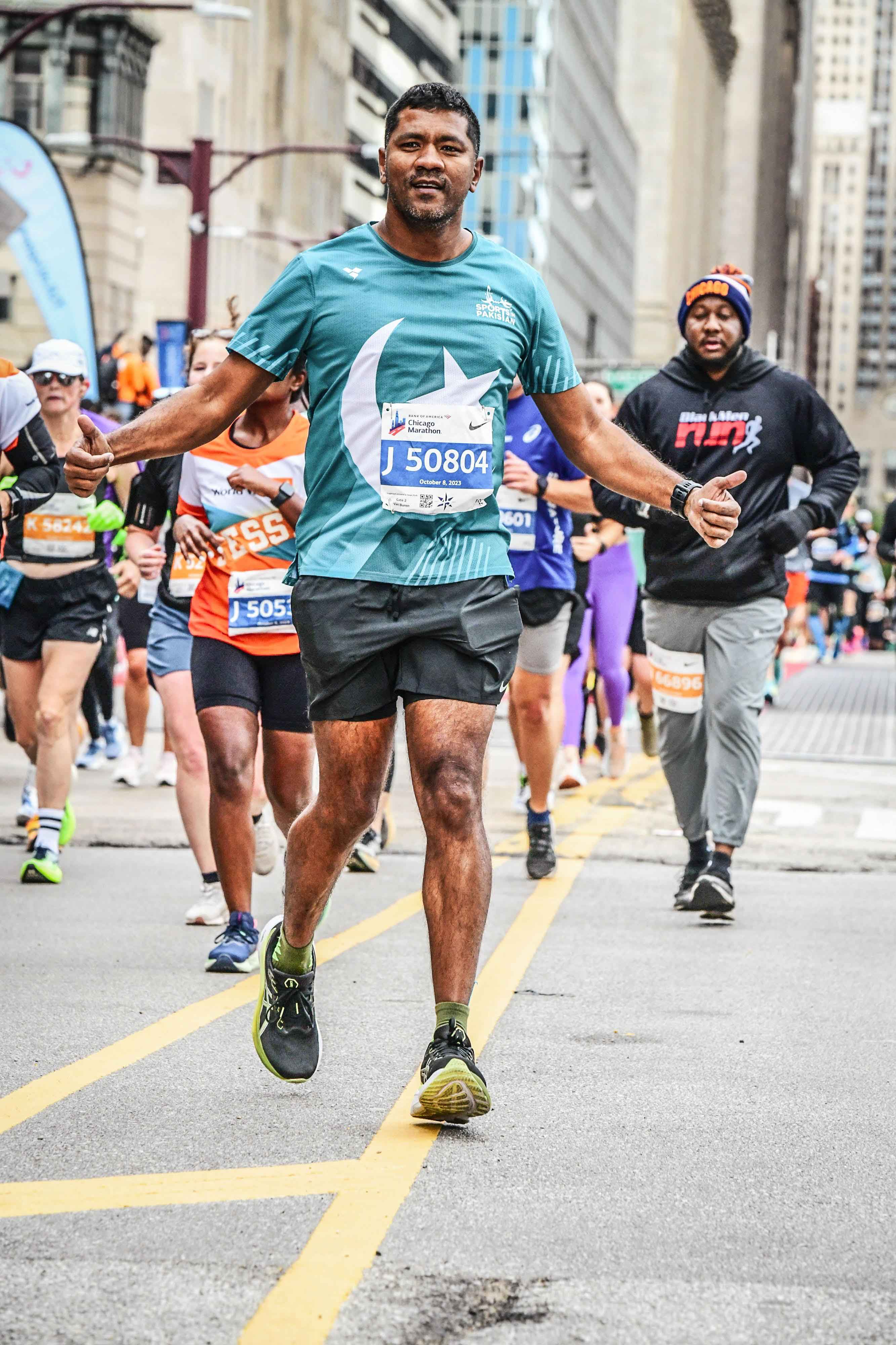 Pakistani runner Shoaib Nizami pictured during a marathon. — Reporter