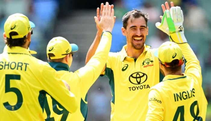 Australian players celebrate during the first ODI at MCG on November 4, 2024. — AFP