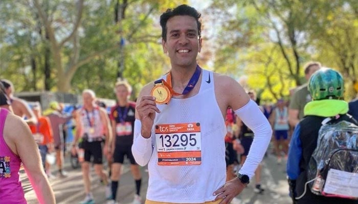 Pakistani runner Rehman Azhar poses with his medal after the New York City Marathon in New York, US, on November 3, 2024. — Supplied