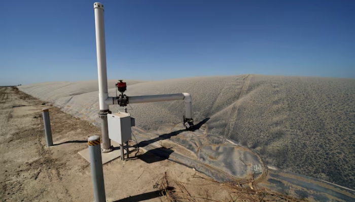 A methane collecting dome that covers one of Airoso Circle A Dairys waste collecting ponds is shown in Pixley, California, US, on October 2, 2019. —Reuters