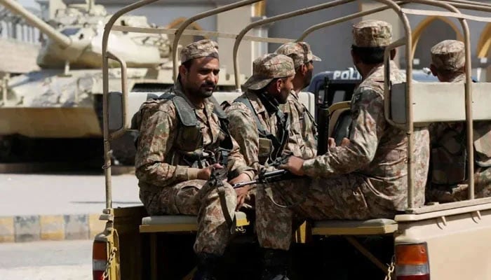 Pakistan Army personnel can be seen patrolling in this undated image. — Reuters