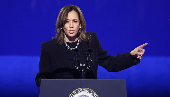 Kamala Harris speaks during a campaign rally in Philadelphia, Pennsylvania, US, November 4, 2024. — Reuters