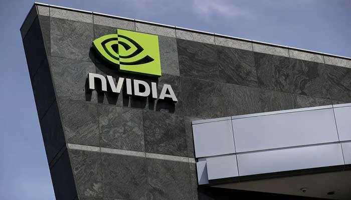 A representational image showing Nvidia logo on a building. — AFP/File