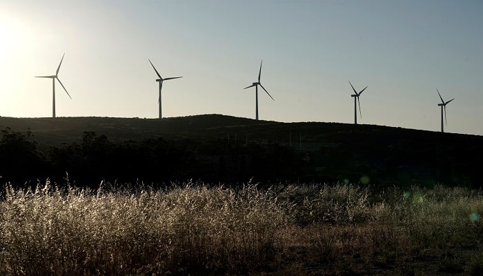 A general view of power-generating Siemens Gamesa 2 megawatt (MW) wind turbines on the Kumeyaay Wind farm on the Campo Indian Reservation in Campo, California, US, May 29, 2020.— Reuters