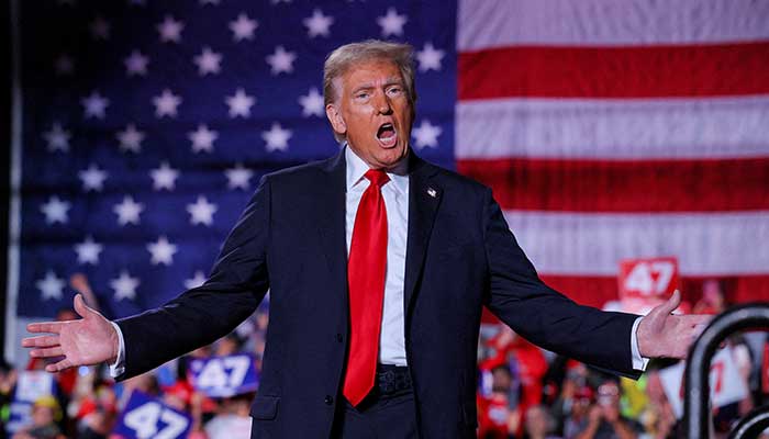 Republican presidential nominee and former US President Donald Trump attends his campaign rally at Macomb Community College in Warren, Michigan, November 1, 2024. — Reuters