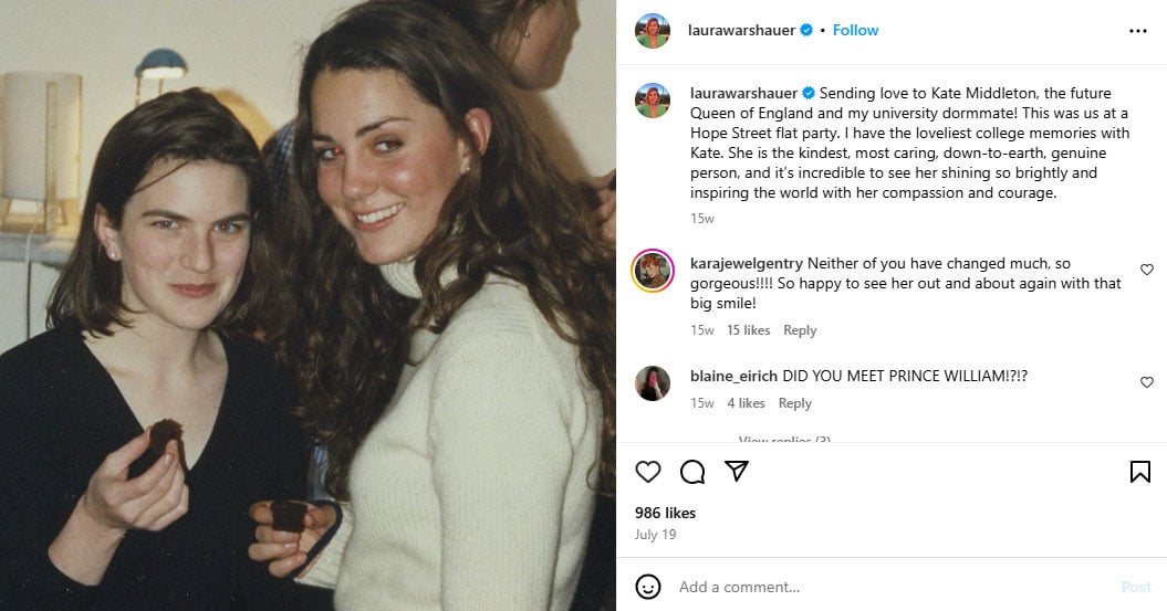 Kate Middletons pal shares  unseen photo from her university days